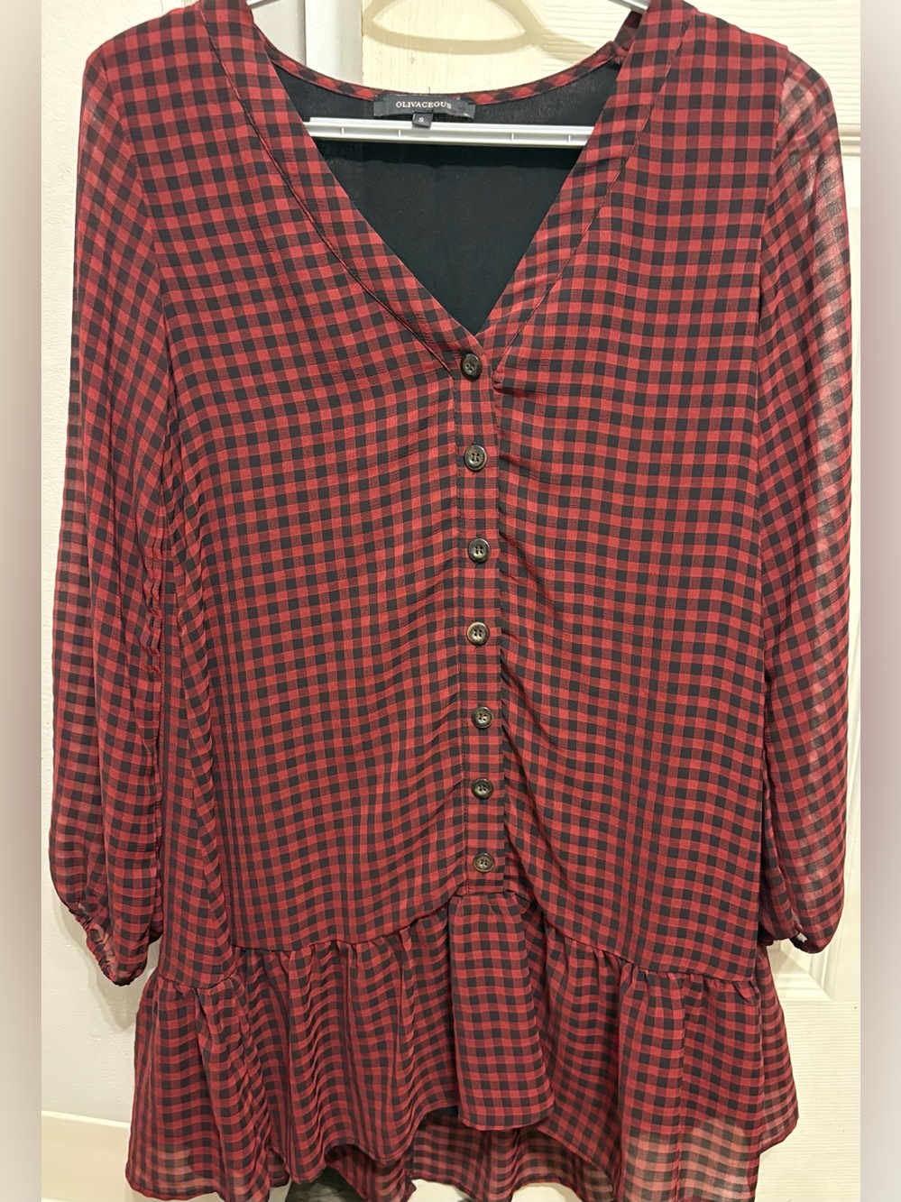 Olivaceous Women's V Neck Mini Dress Tunic Size S